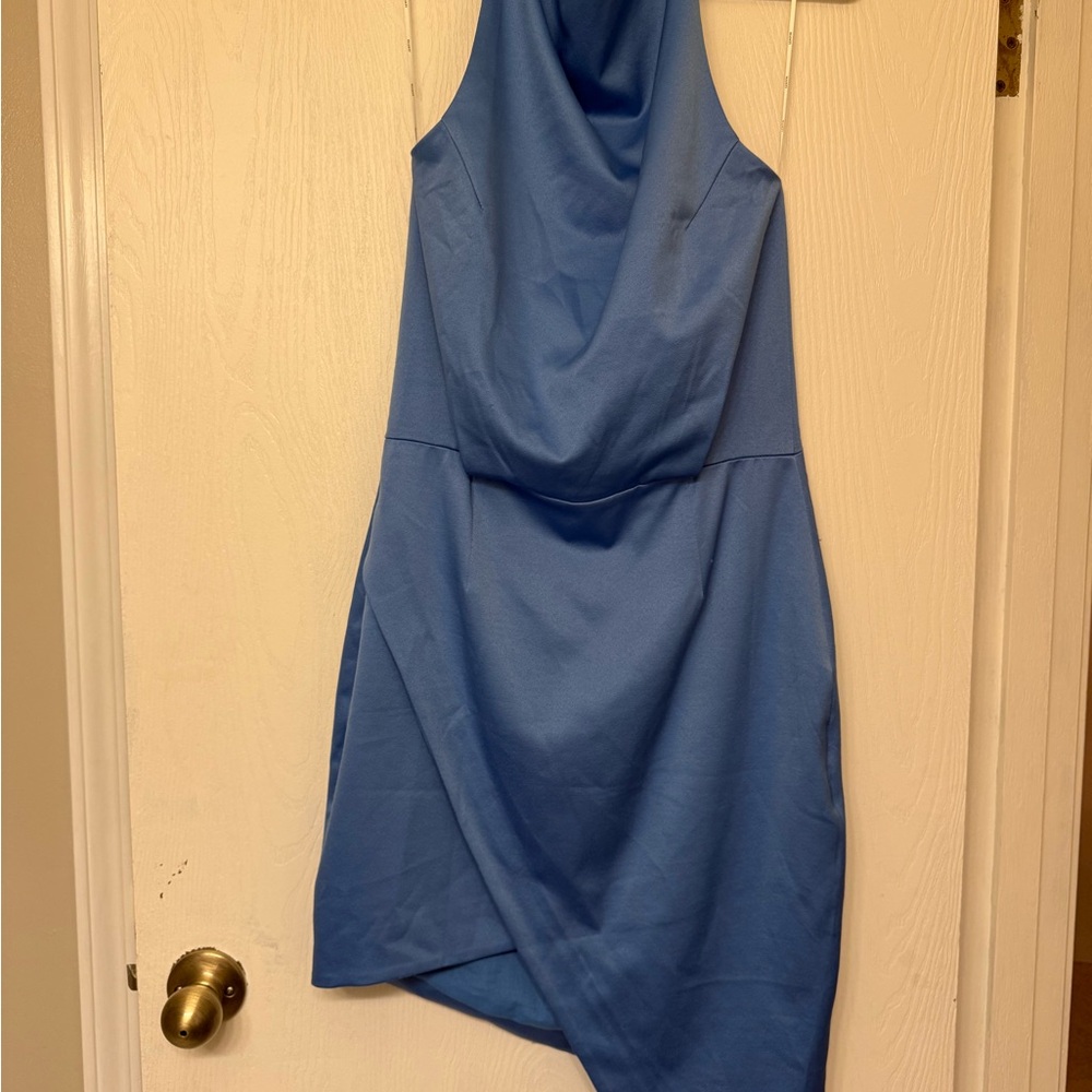 Elliatt Asymmetrical Satin Blue Dress